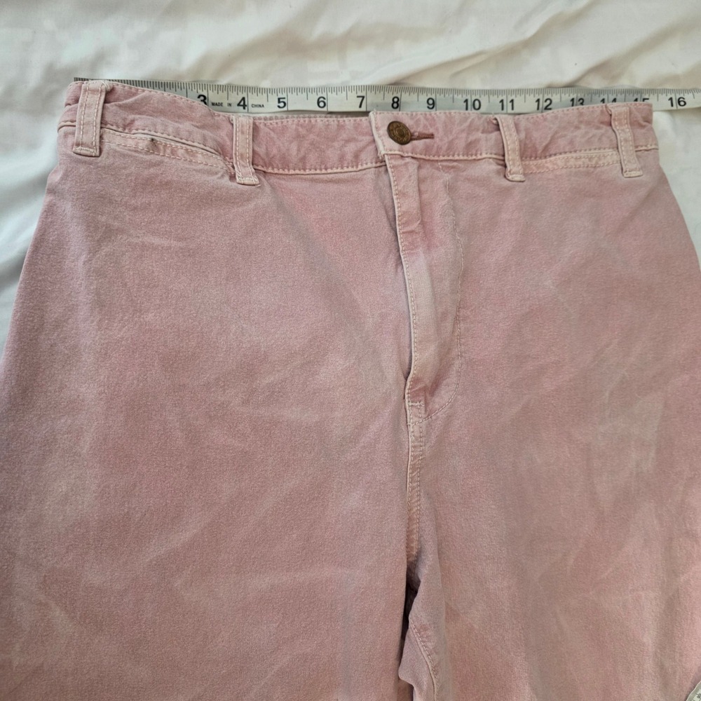 Pilcro Womens Wide Barrel Leg Jeans Size 30 Pink High Rise Faded Acid Wash Pants - Picture 5 of 10